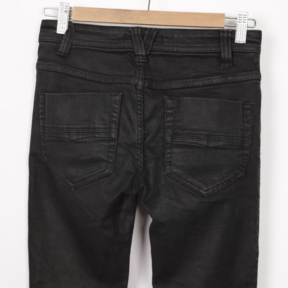 Free People Skinny Moto Raw Hem Button Fly Jeans with Slit Grommet size 24 - Picture 6 of 10